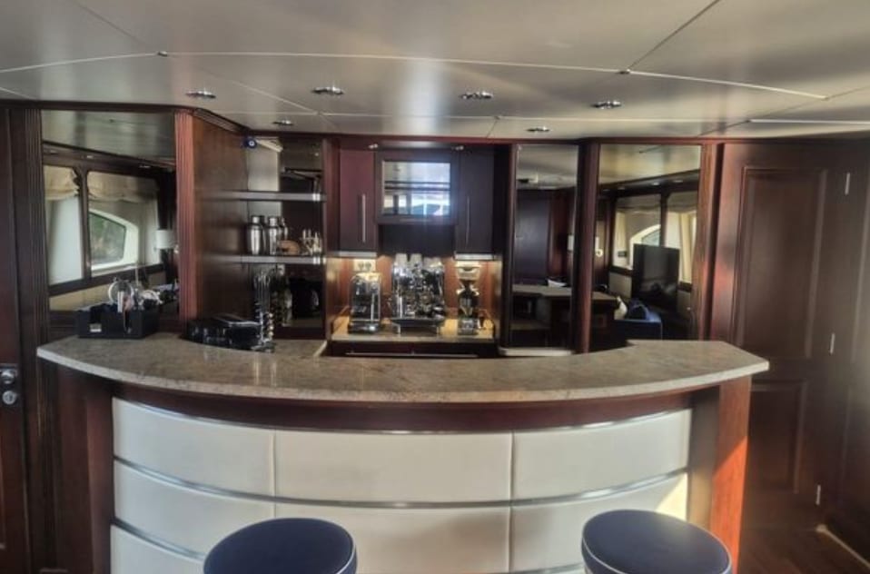 The interior bar on the bridge deck